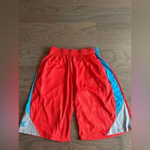 Under Armour Boys Youth shorts sz XL red blue athletic sports summer stretch